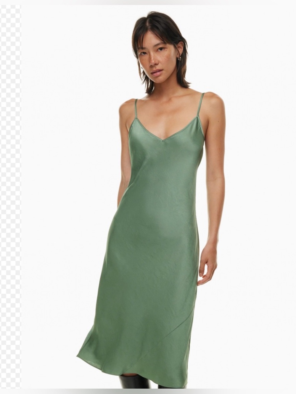Aritzia Wilfred NWT Small Flaw Satiny Green Slip Dress CBK Woman Size Medium